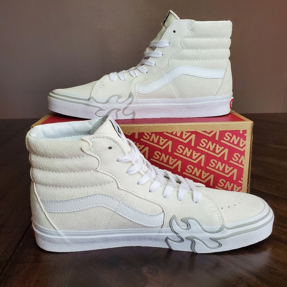 Vans Sk8-Hi Flame Suede White Men Size 9, Women Size 10.5 - Picture 2 of 8